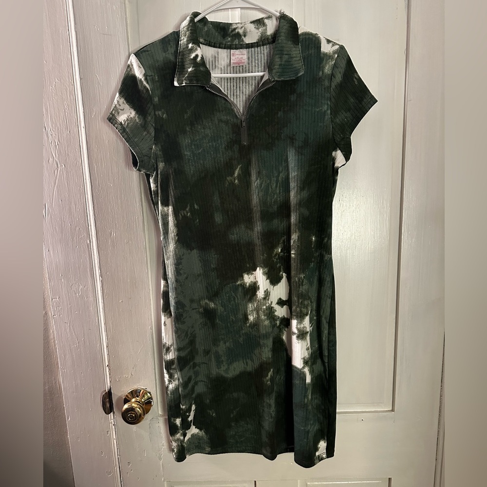 Green tie dye dress